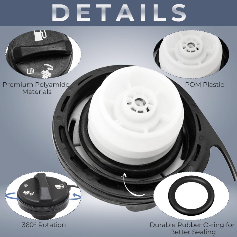 Manymiba Gas Cap Fuel Cap for Chevrolet GMC Cadillac  1999-2003 Silverado/Sierra 1500 2500  2000-2003 Yukon/Tahoe/Suburban 1500 2500  2001-2003 Sierra/Silverado 2500HD 3500  2002-2003 Escalade  GT231 15763227 - Image 3